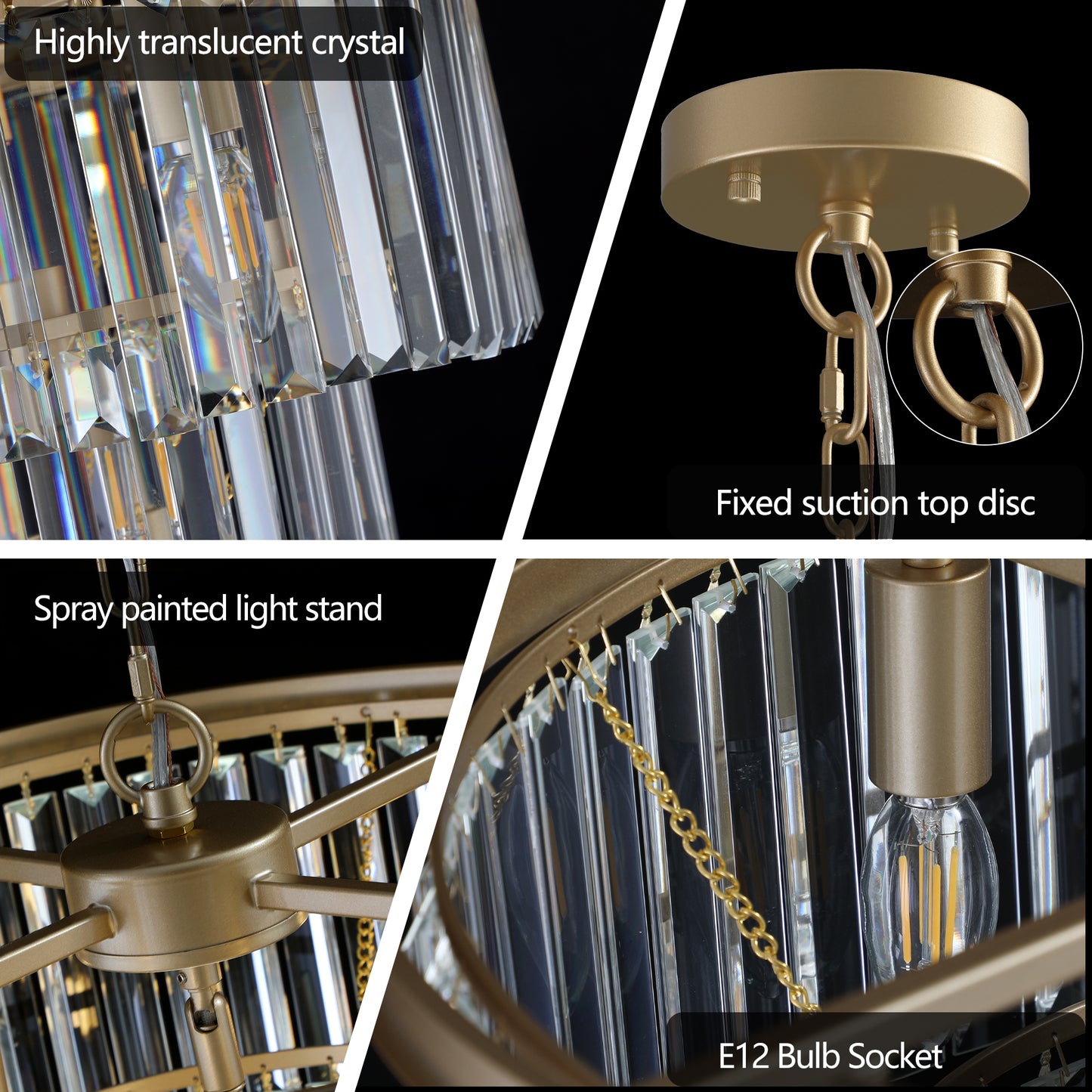 Gold Luxury Crystal Chandelier Modern Chandeliers Lights (No Bulbs)