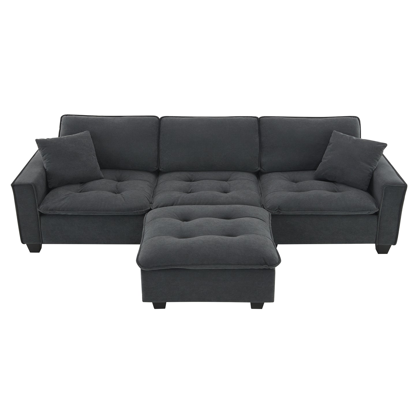 100*59" Modern Convertible Sectional Sofa,L-shaped Reversible Couch Set with Free Pillows,4 Seat Suede Velvet Sleeper Sofa with Ottoman for Living Room,Apartment,Office,3 Colors