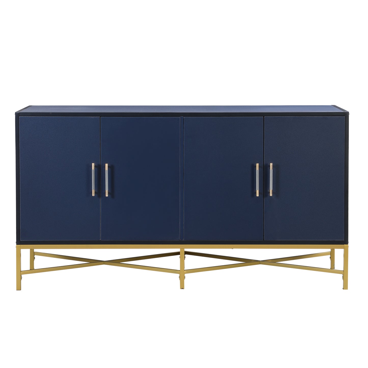Distinctive Features of Four-Door Sideboard with Metal and Cross-Leg Design,Suitable for Living Rooms,Entrance and Study