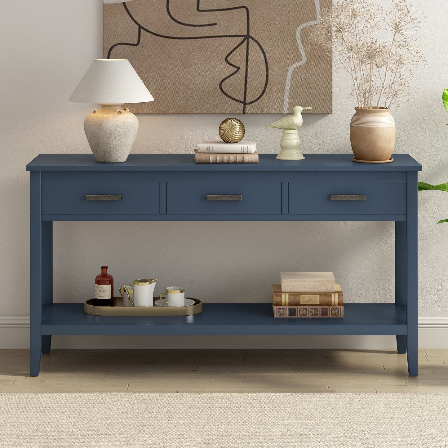 Contemporary 3-Drawer Console Table with 1 Shelf, Entrance Table for Entryway, Hallway, Living Room, Foyer, Corridor