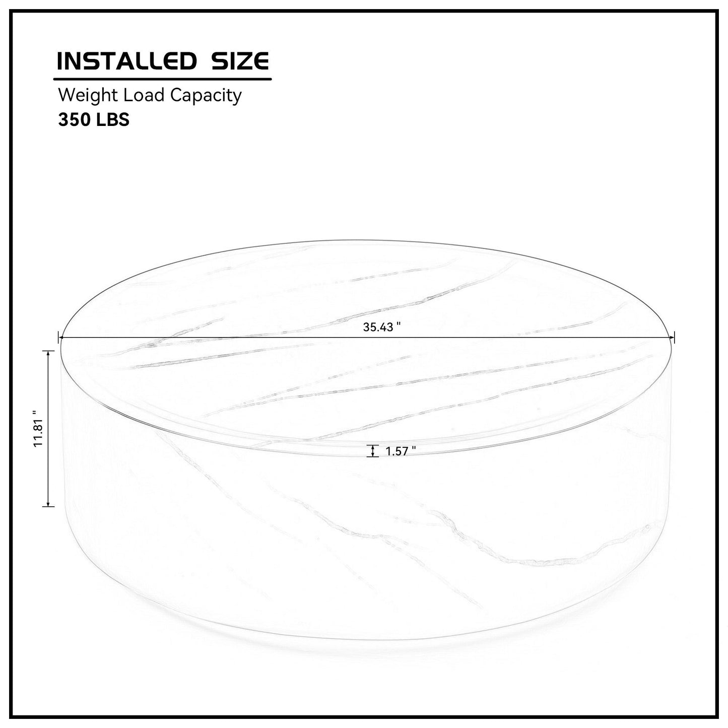 35.43'' Black Marble Round Coffee Table,Simple Modern Center Cocktail Table for Living Room office,No Need Assembly.