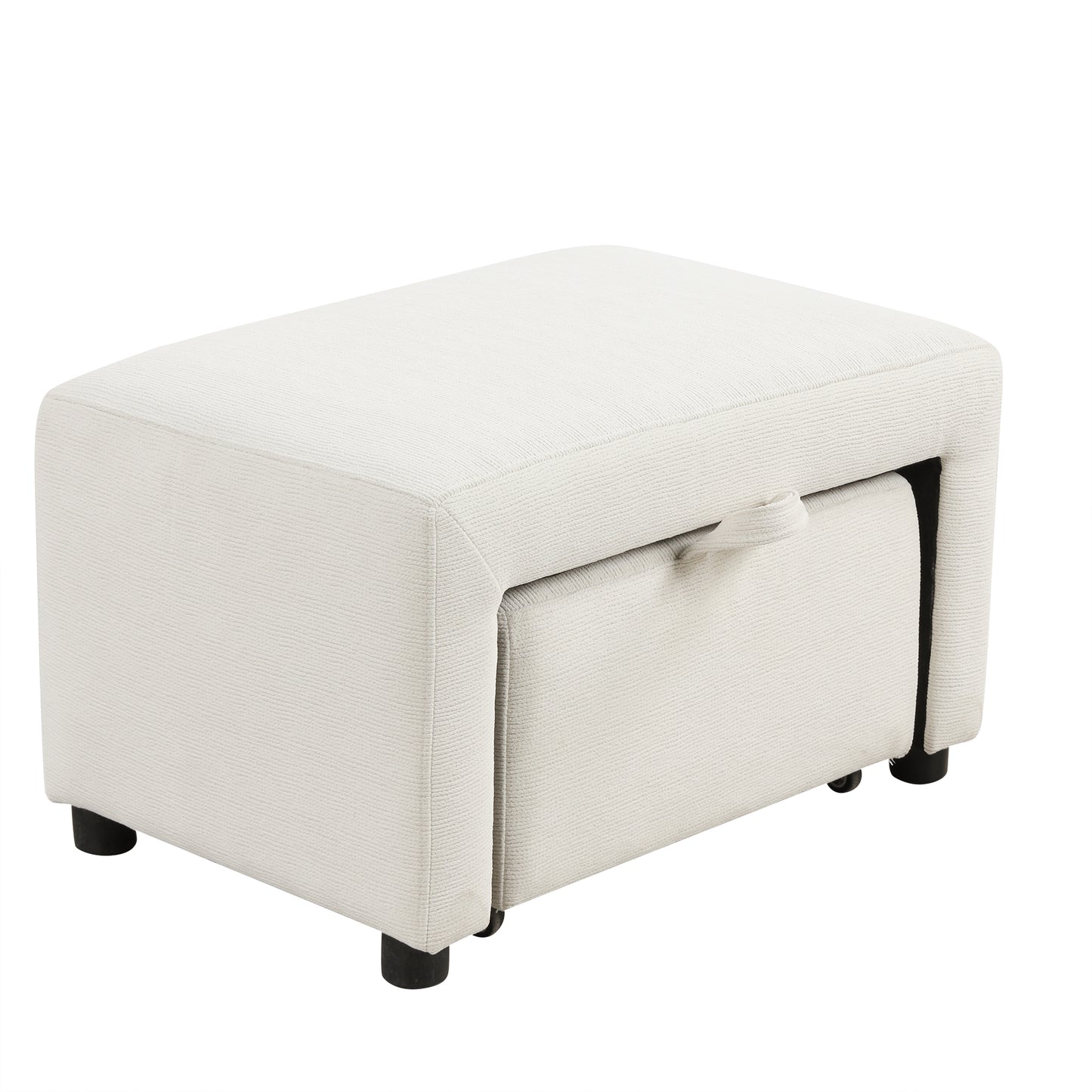 86.6" Sectional Sofa L-shaped Sofa Couch Pull-out Sofa Bed with a Movable Ottoman, Two USB Ports and Two Cup Holders for Living Room, Beige
