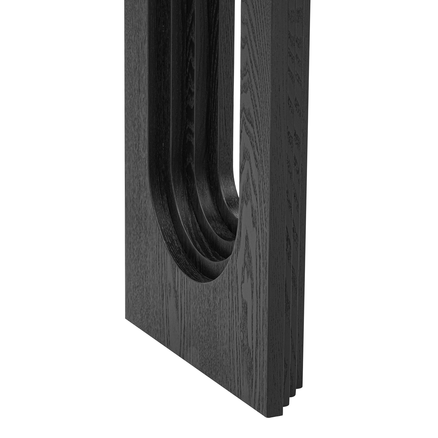Uniquely Designed Console Table made of Fraxinus Mandschuric Solid Wood Veneer,with Distinctive Round Hollow Legs, Suitable for Foyer, Living Room, or Hallway.