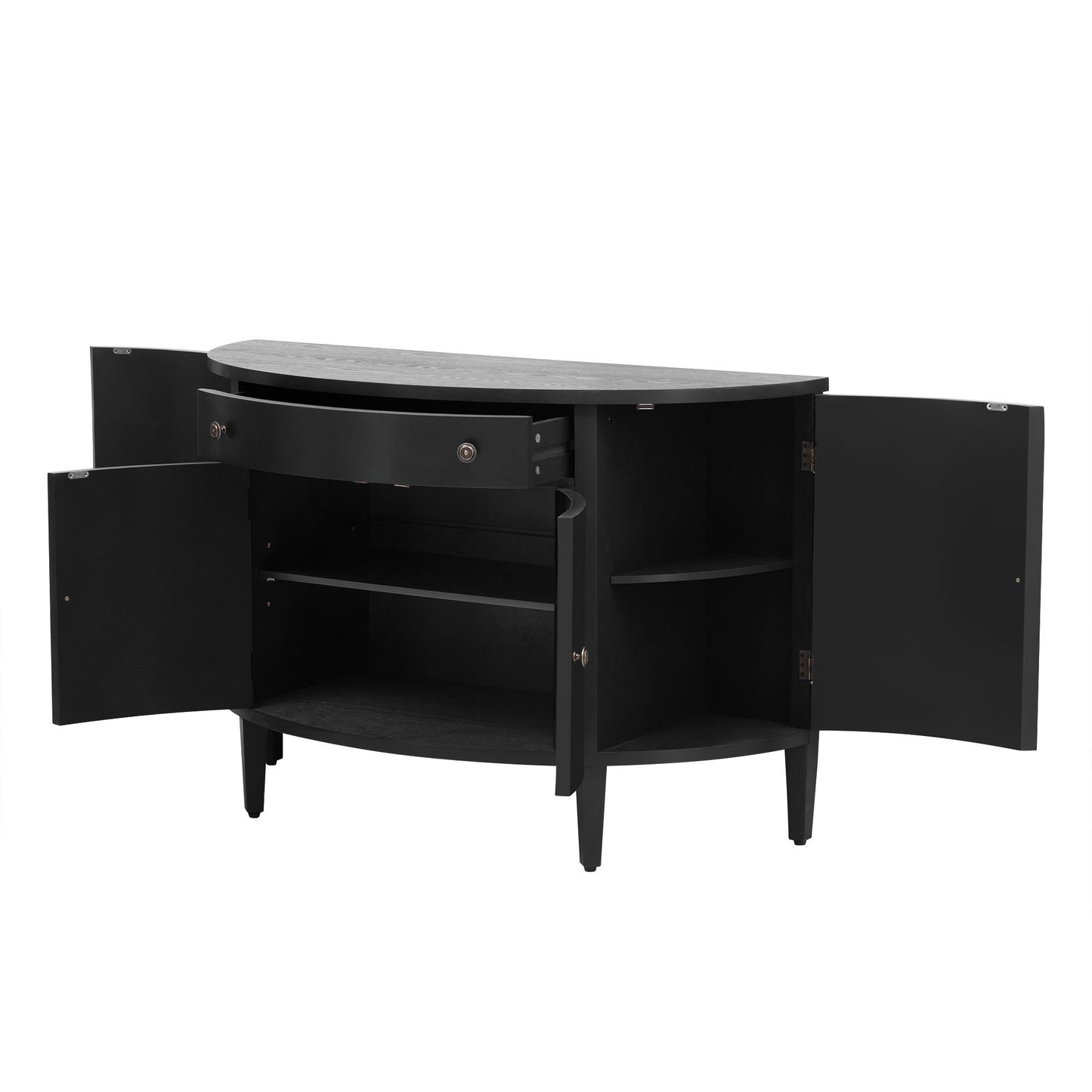 Curved Design Storage Cabinet made of Fraxinus Mandschuric Solid Wood Veneer, Adjustable Shelves, Suitable for Corridors, Entrances and Study.