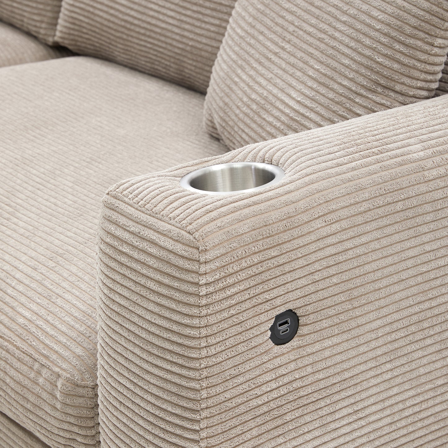 134*54" Oversized Corduroy Sectional Sofa,L Shaped Cloud Couch with USB Charging Port,Cup Holder,Deep and Wide Seat Sofa with 50" Chaise,Comfy Indoor Furniture for Living Room,3 Colors