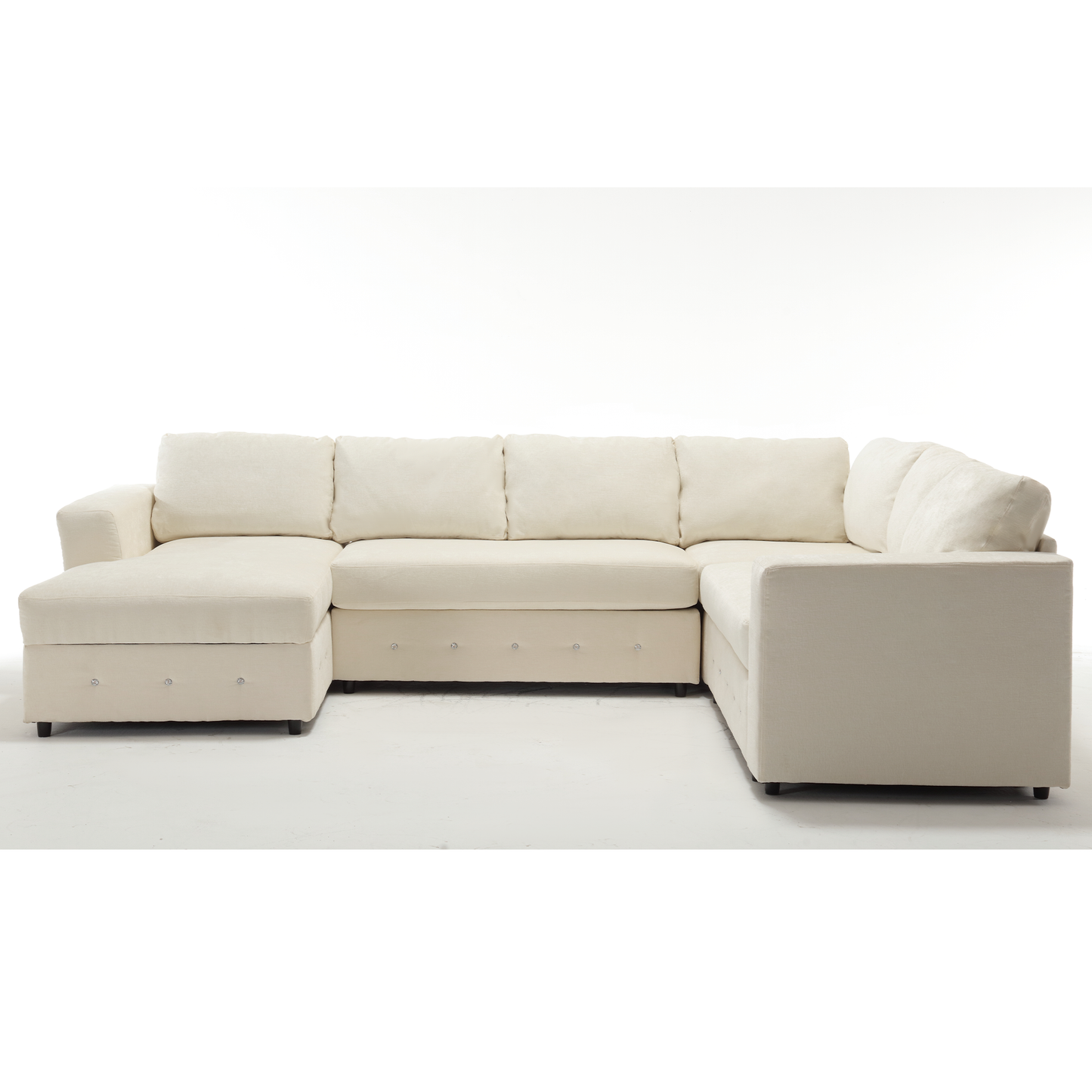 110.75" Sectional Sofa,Oversized modular sofa,Chaise Storage, Modern U Shaped Couch , Upholstered Sofas,Chenille,Crystal button , Living Room, Apartment, Beige