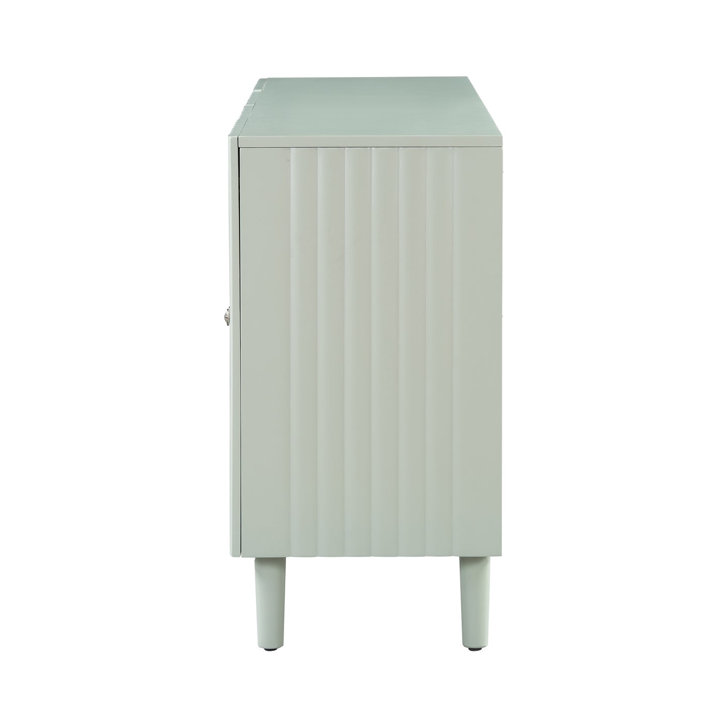 Elegant Four-Door Sideboard with Wavy Pattern Doors, Cylindrical Legs, and Sleek Metal Handles, Adjustable, Suitable for Study, Entryway and Living Room