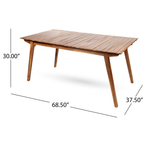 Outdoor 6 Seater Acacia Wood Dining Set with Cushions, Teak Finish Patio Table and Chairs for Garden, Backyard Outdoor Dining Furniture Set