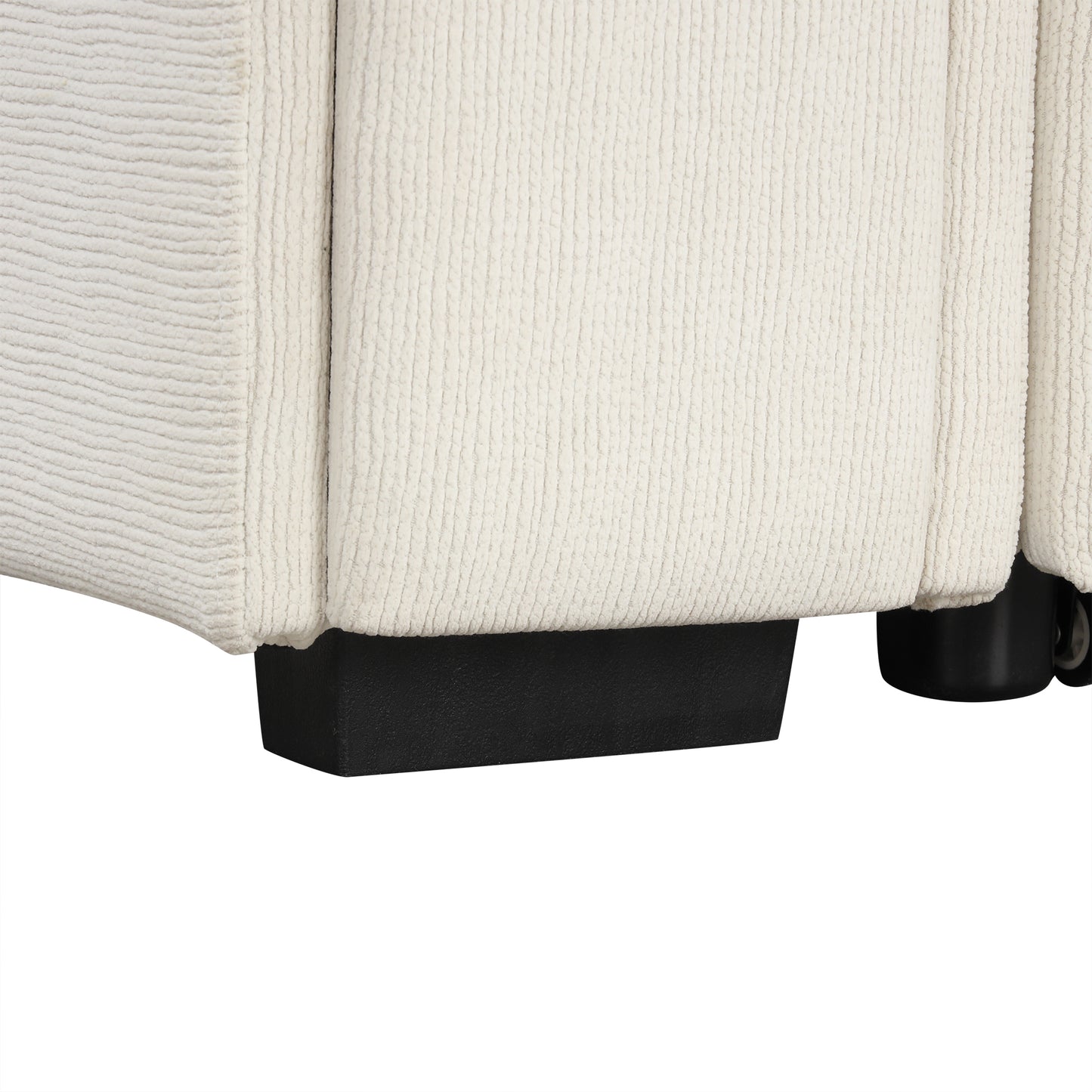86.6" Sectional Sofa L-shaped Sofa Couch Pull-out Sofa Bed with a Movable Ottoman, Two USB Ports and Two Cup Holders for Living Room, Beige
