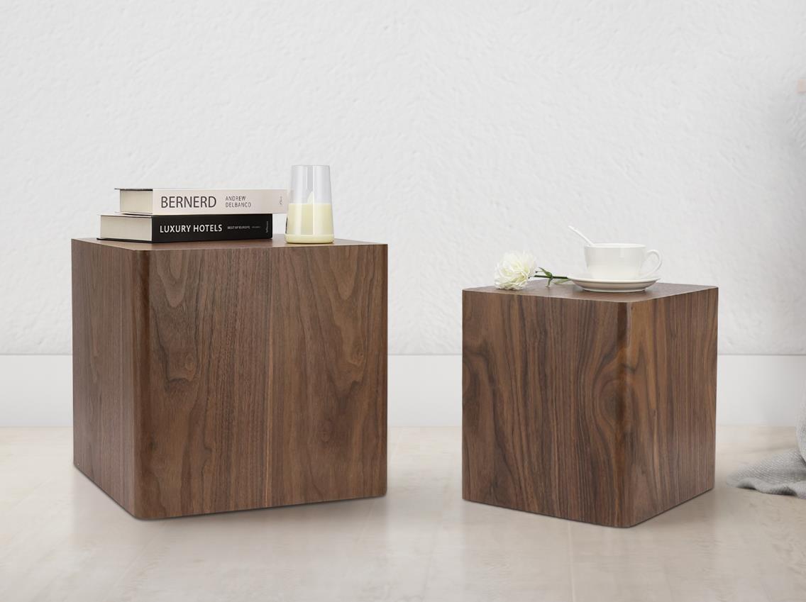 MDF Nesting table/side table/coffee table/end table for living room,office,bedroom Walnut,set of 2