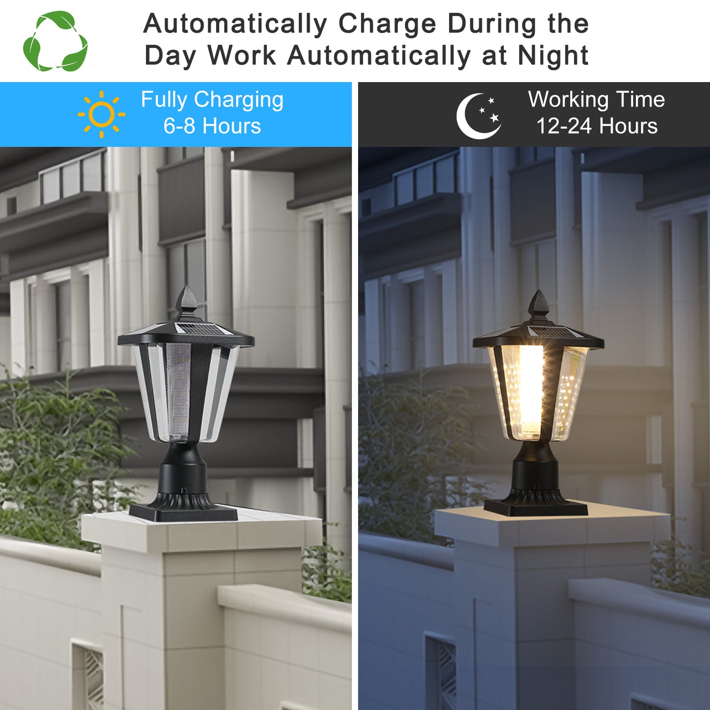 Solar Column Headlights With Dimmable LED1pack