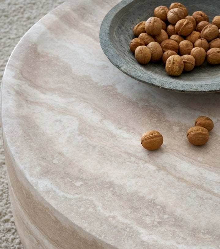 31.49'' Faux MARS Pattern Coffee Tables for Living Room Round Tea table for Living Room, No Need Assembly.