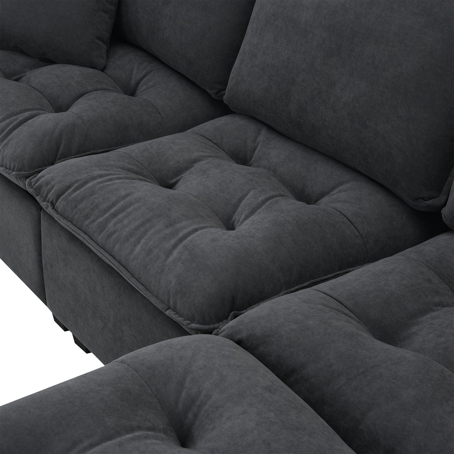 100*59" Modern Convertible Sectional Sofa,L-shaped Reversible Couch Set with Free Pillows,4 Seat Suede Velvet Sleeper Sofa with Ottoman for Living Room,Apartment,Office,3 Colors