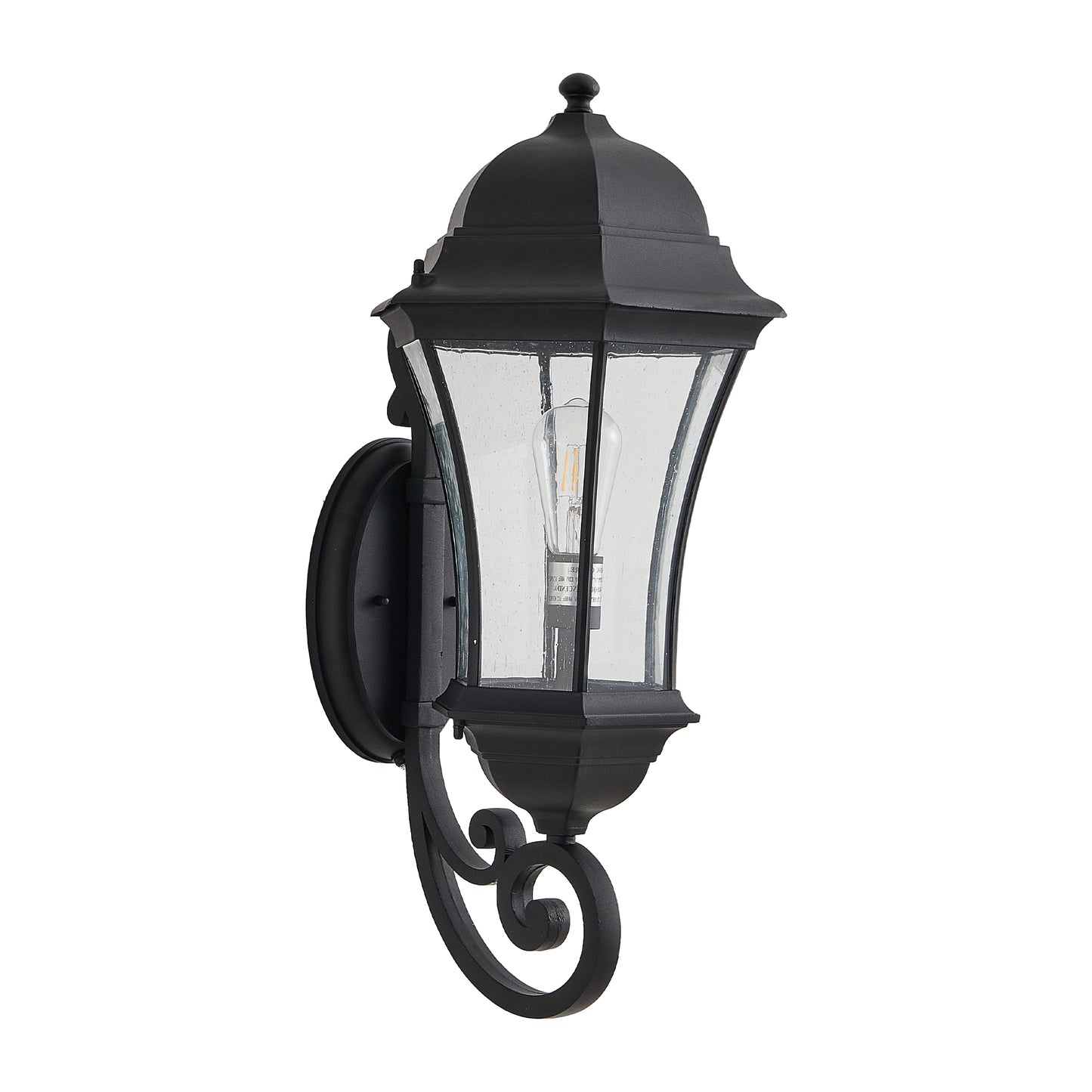 1-Pack Outdoor Wall Lantern with Dusk to Dawn Sensor, Black Weatherrproof Exterior Light Fixture with Clear Bubble Glass, Vintage Wall Sconce for Porch, Patio, Entryway, and Garage (No Bulb)