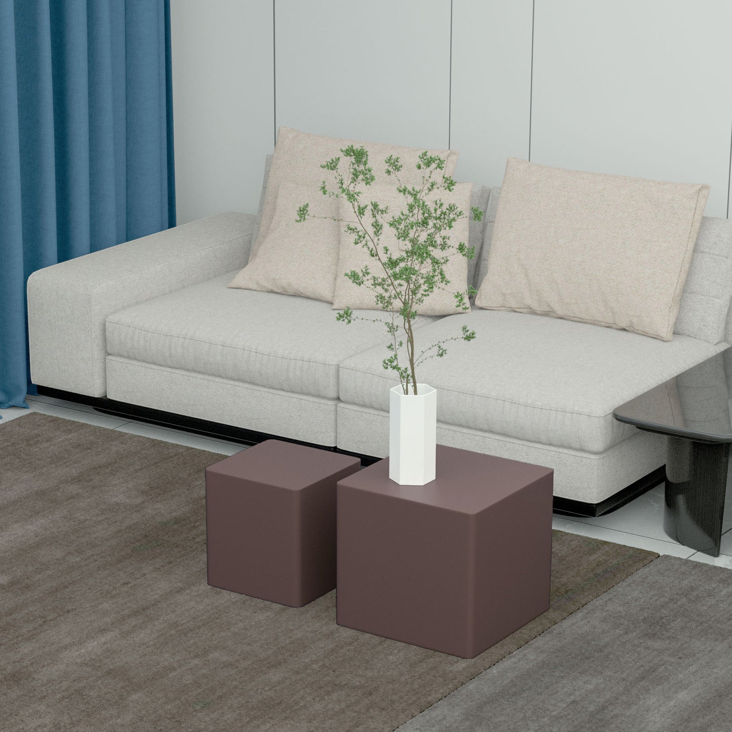 MDF Nesting table set of 2 Chocolate Brown