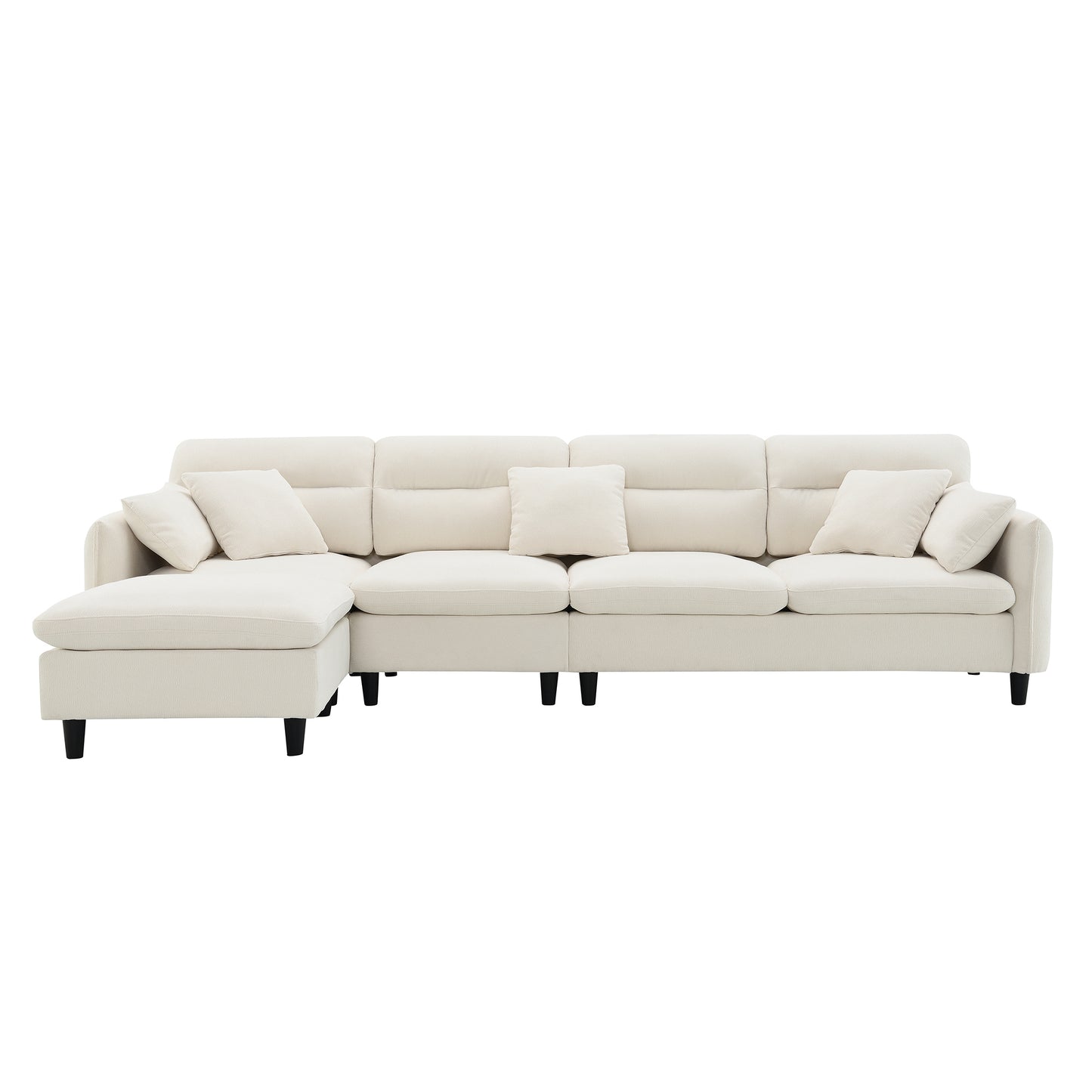 110*62" Modern Convertible Sectional Sofa,L-shaped Reversible Couch Set with Free Pillows,5 Seat Cloud Chenille Indoor Furniture with Ottoman for Living Room,Apartment,3 Colors