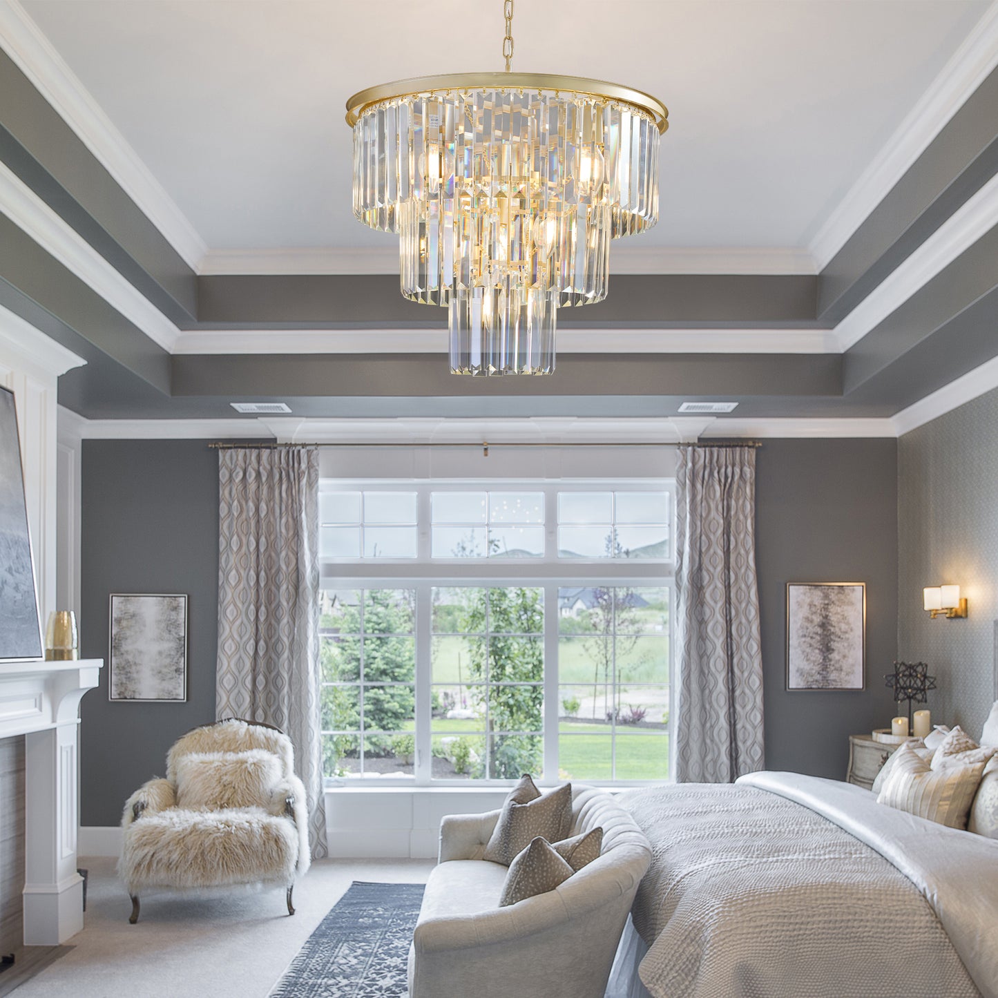 Gold Luxury Crystal Chandelier Modern Chandeliers Lights (No Bulbs)