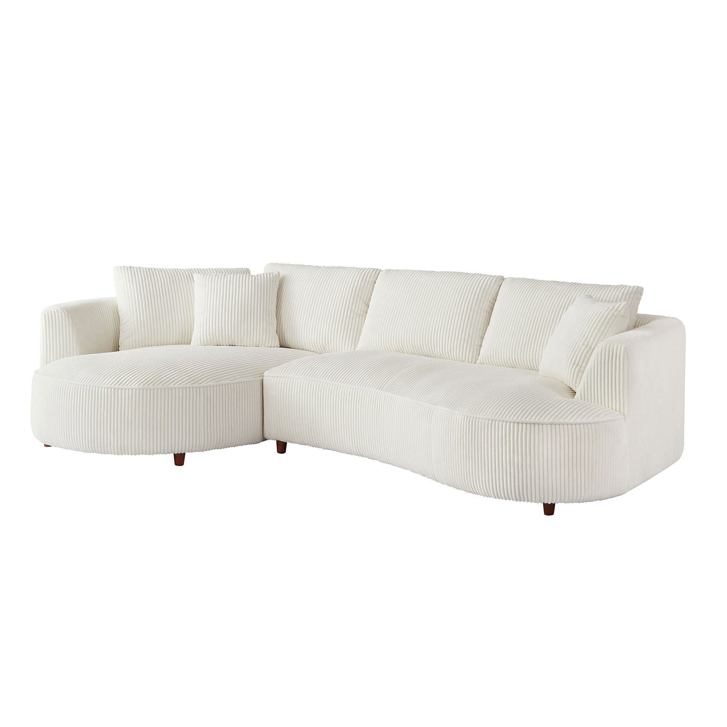 122.04 inch Oversized Sectional Sofa, Modern Couch with Chaise, Comfy Sofa Couch with Left Facing Chaise, White Corduroy Sofa