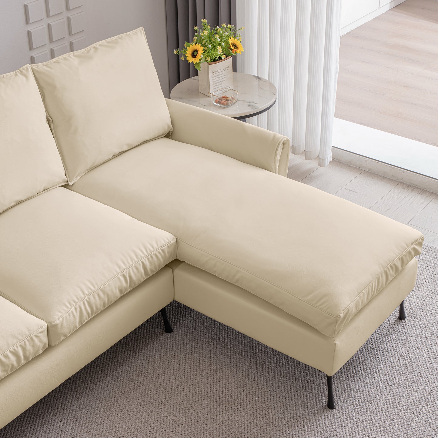 81"Modern Sectional Technical leather L-Shaped Sofa Couch with Reversible Chaise Lounge