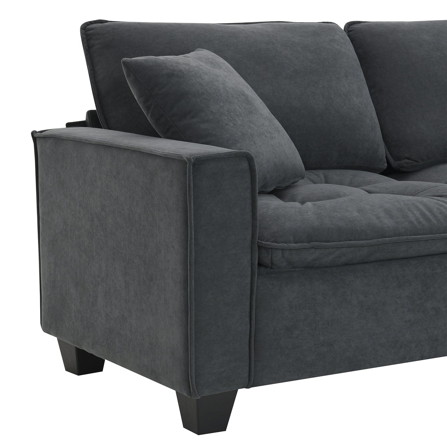 100*59" Modern Convertible Sectional Sofa,L-shaped Reversible Couch Set with Free Pillows,4 Seat Suede Velvet Sleeper Sofa with Ottoman for Living Room,Apartment,Office,3 Colors