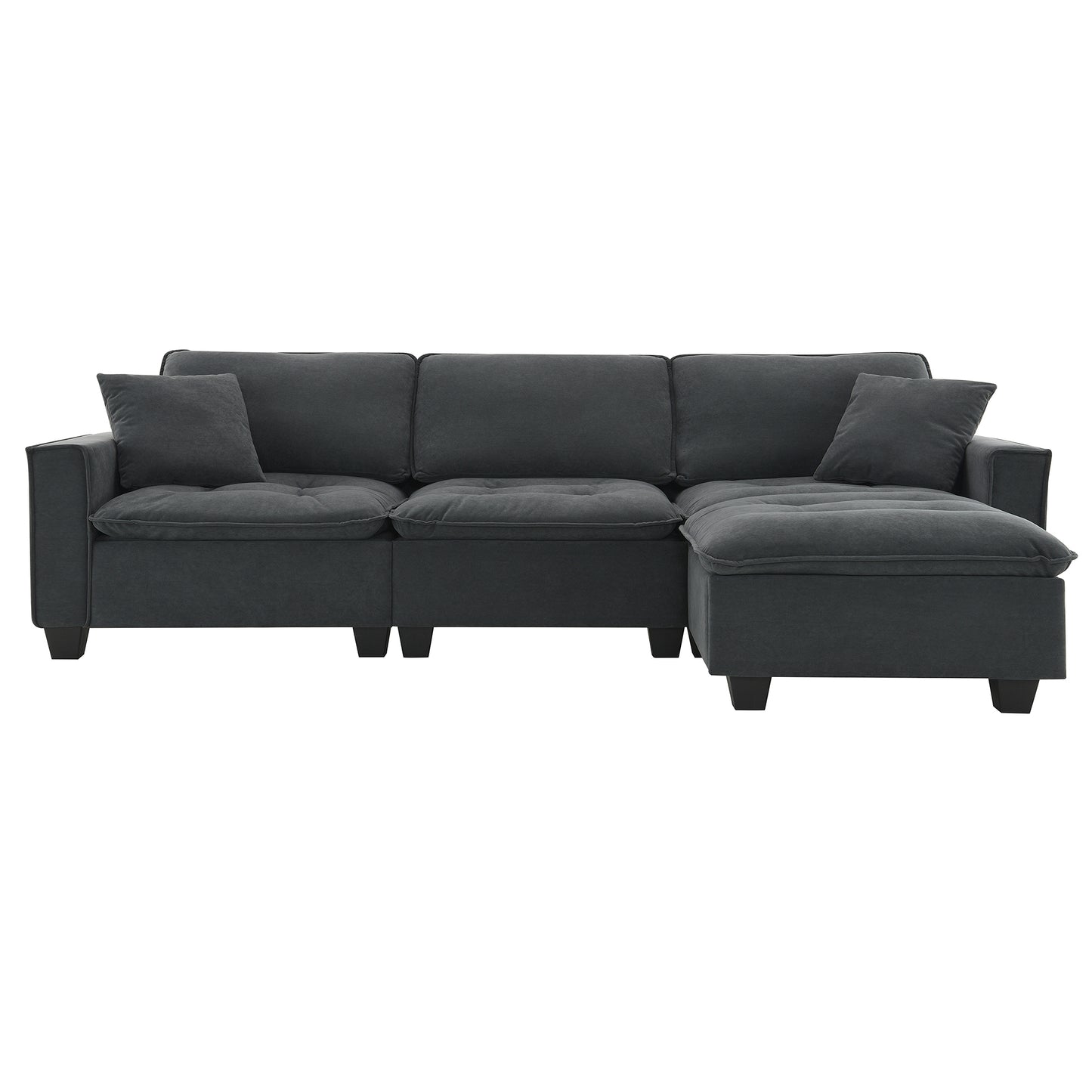 100*59" Modern Convertible Sectional Sofa,L-shaped Reversible Couch Set with Free Pillows,4 Seat Suede Velvet Sleeper Sofa with Ottoman for Living Room,Apartment,Office,3 Colors