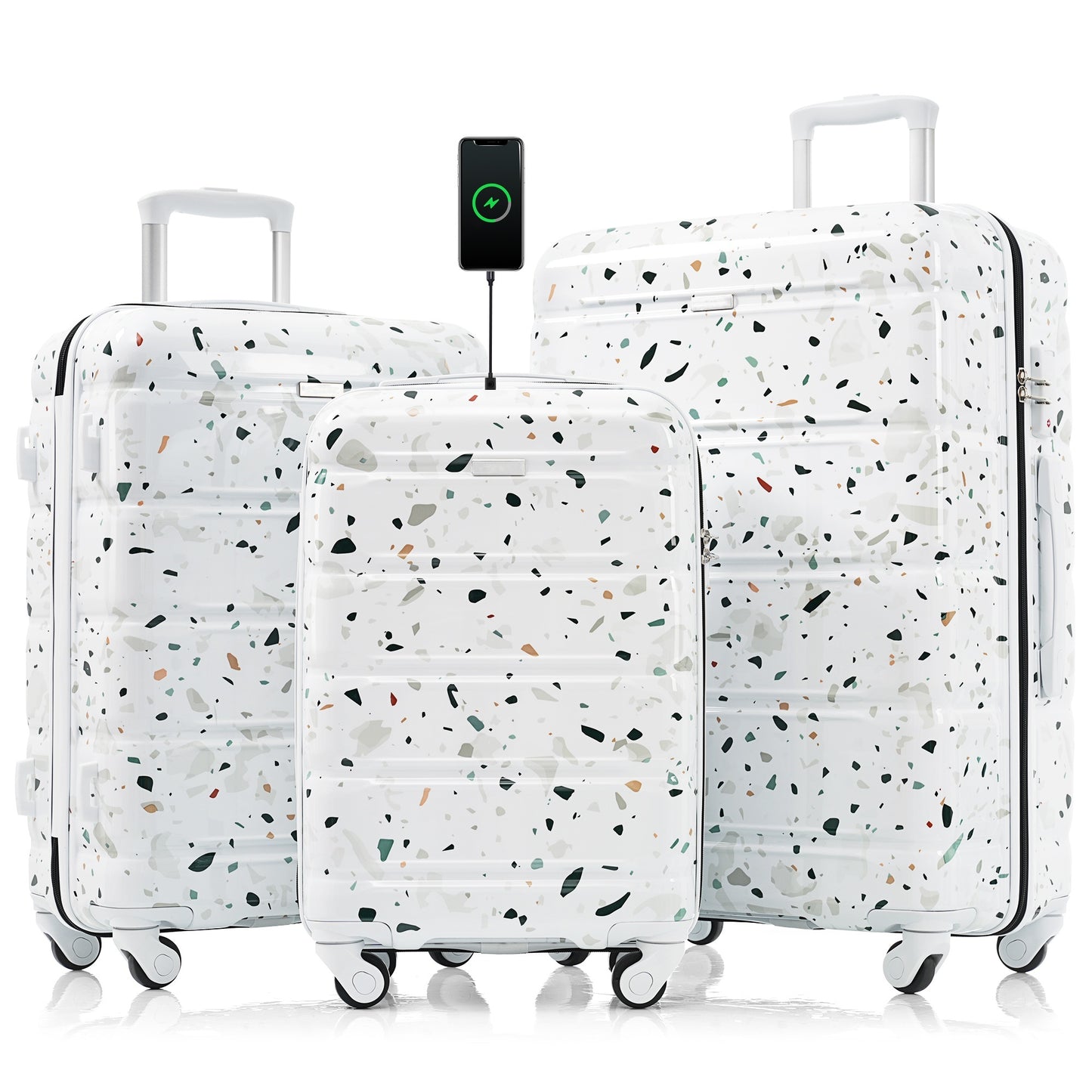 Luggage Set of 3, 20-inch with USB Port, Airline