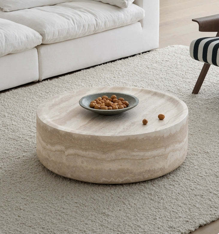 31.49'' Faux MARS Pattern Coffee Tables for Living Room Round Tea table for Living Room, No Need Assembly.