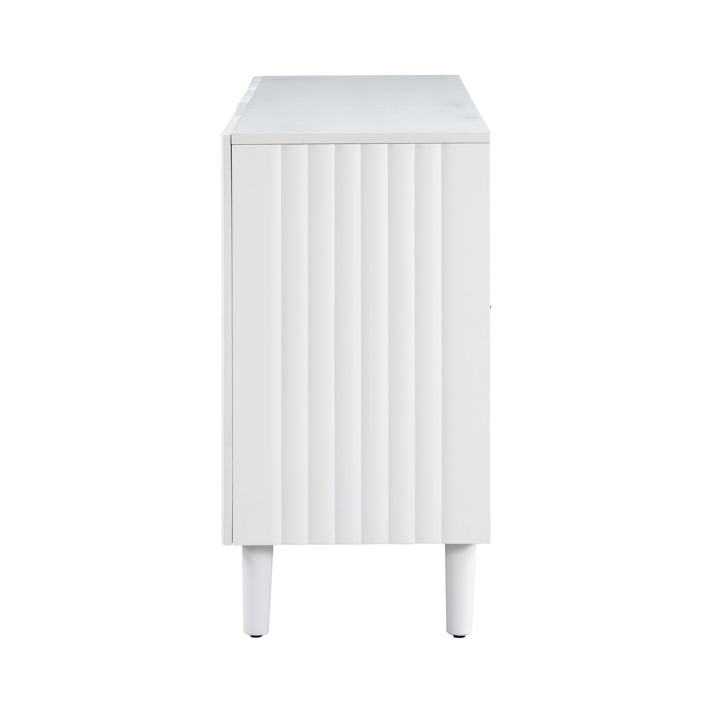 Elegant Four-Door Sideboard with Wavy Pattern Doors, Cylindrical Legs, and Sleek Metal Handles, Adjustable, Suitable for Study, Entryway and Living Room