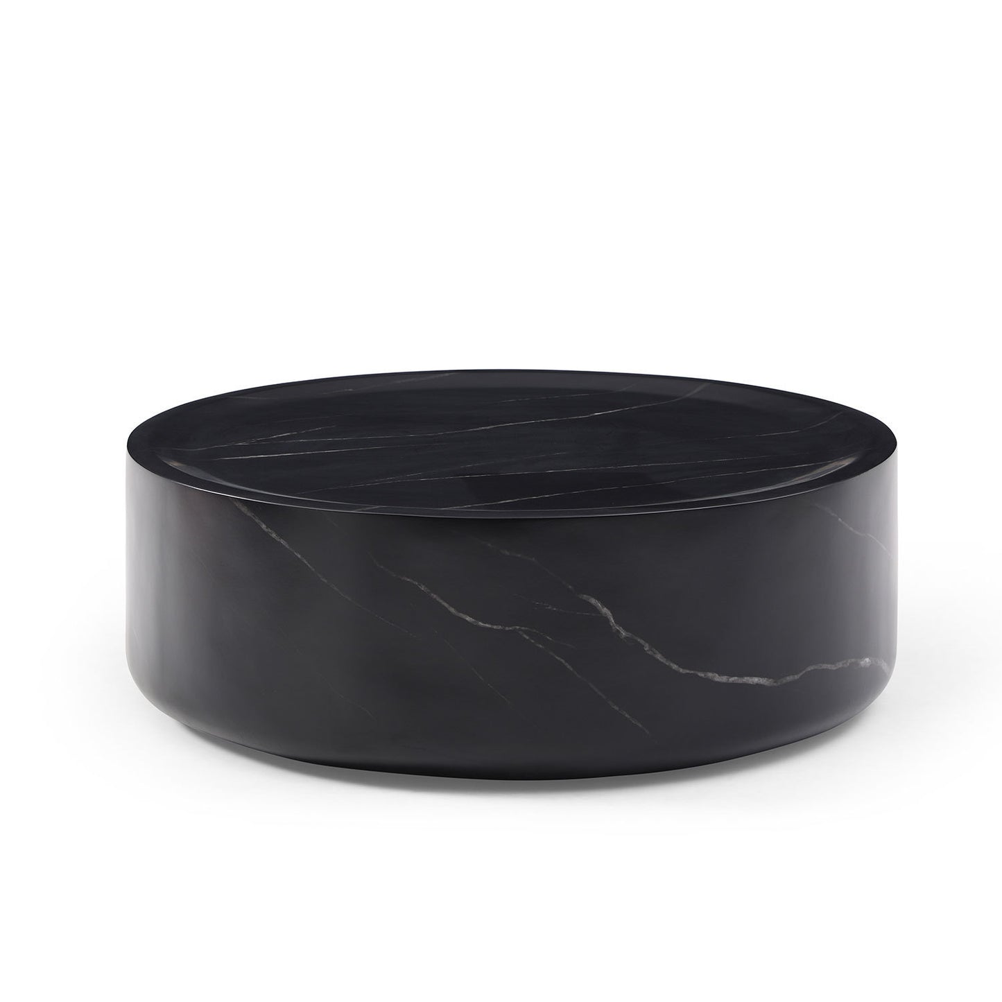 35.43'' Black Marble Round Coffee Table,Simple Modern Center Cocktail Table for Living Room office,No Need Assembly.