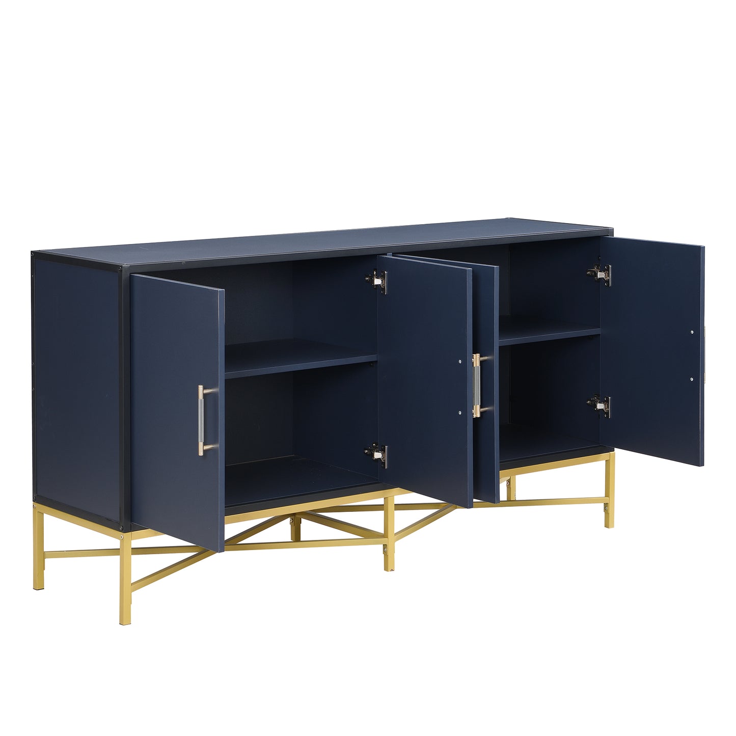Distinctive Features of Four-Door Sideboard with Metal and Cross-Leg Design,Suitable for Living Rooms,Entrance and Study