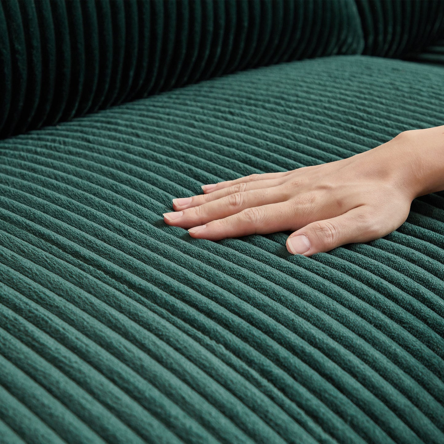 122.04 inch Oversized Sectional Sofa, Modern Couch with Chaise, Comfy Sofa Couch with Left Facing Chaise,Corduroy Sofa Green