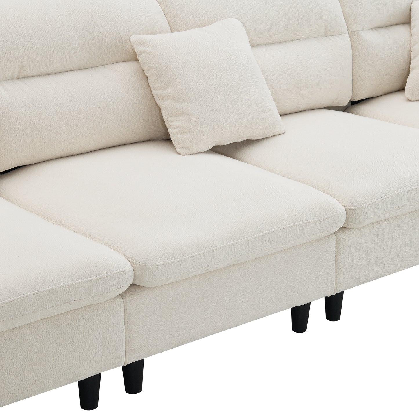 110*62" Modern Convertible Sectional Sofa,L-shaped Reversible Couch Set with Free Pillows,5 Seat Cloud Chenille Indoor Furniture with Ottoman for Living Room,Apartment,3 Colors