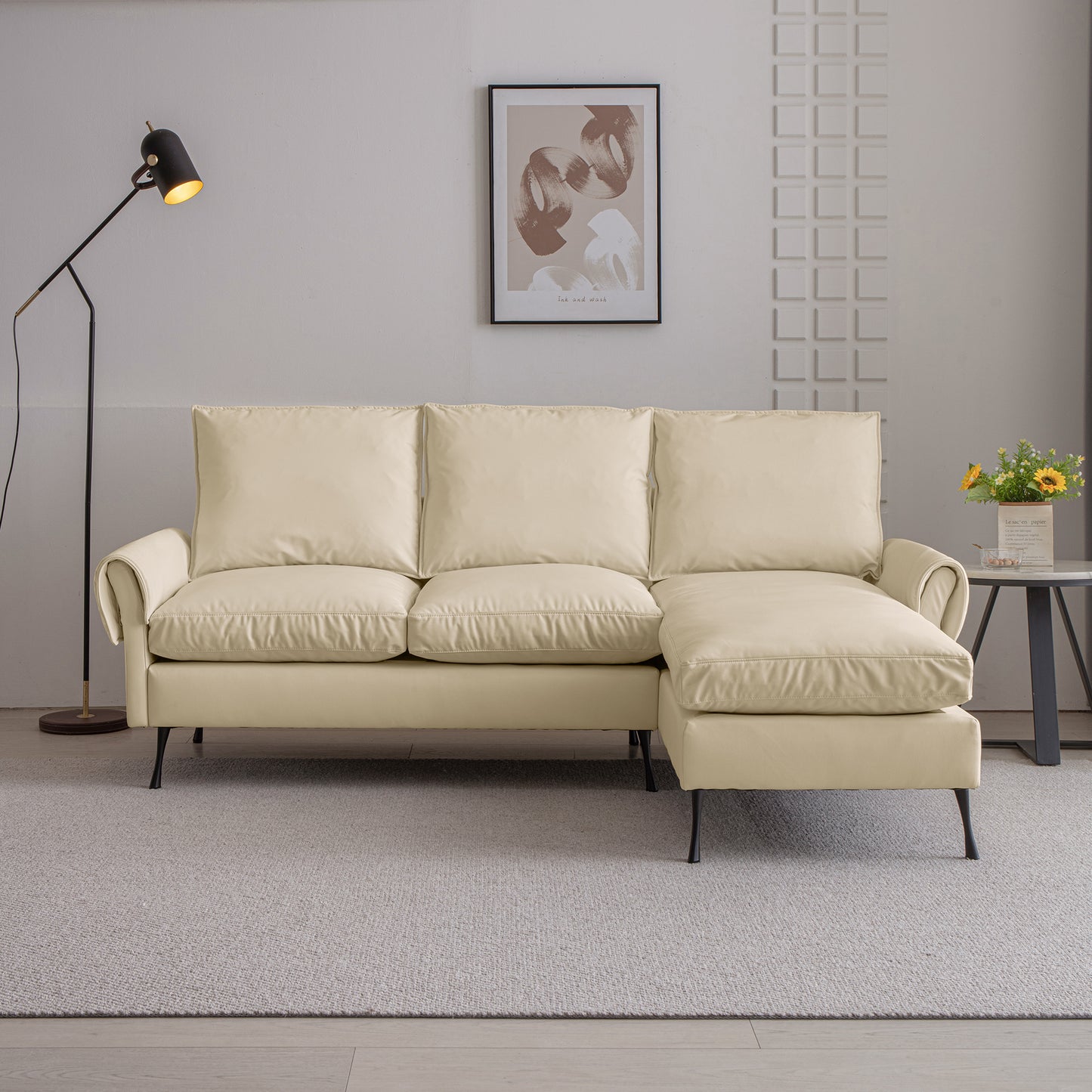 81"Modern Sectional Technical leather L-Shaped Sofa Couch with Reversible Chaise Lounge