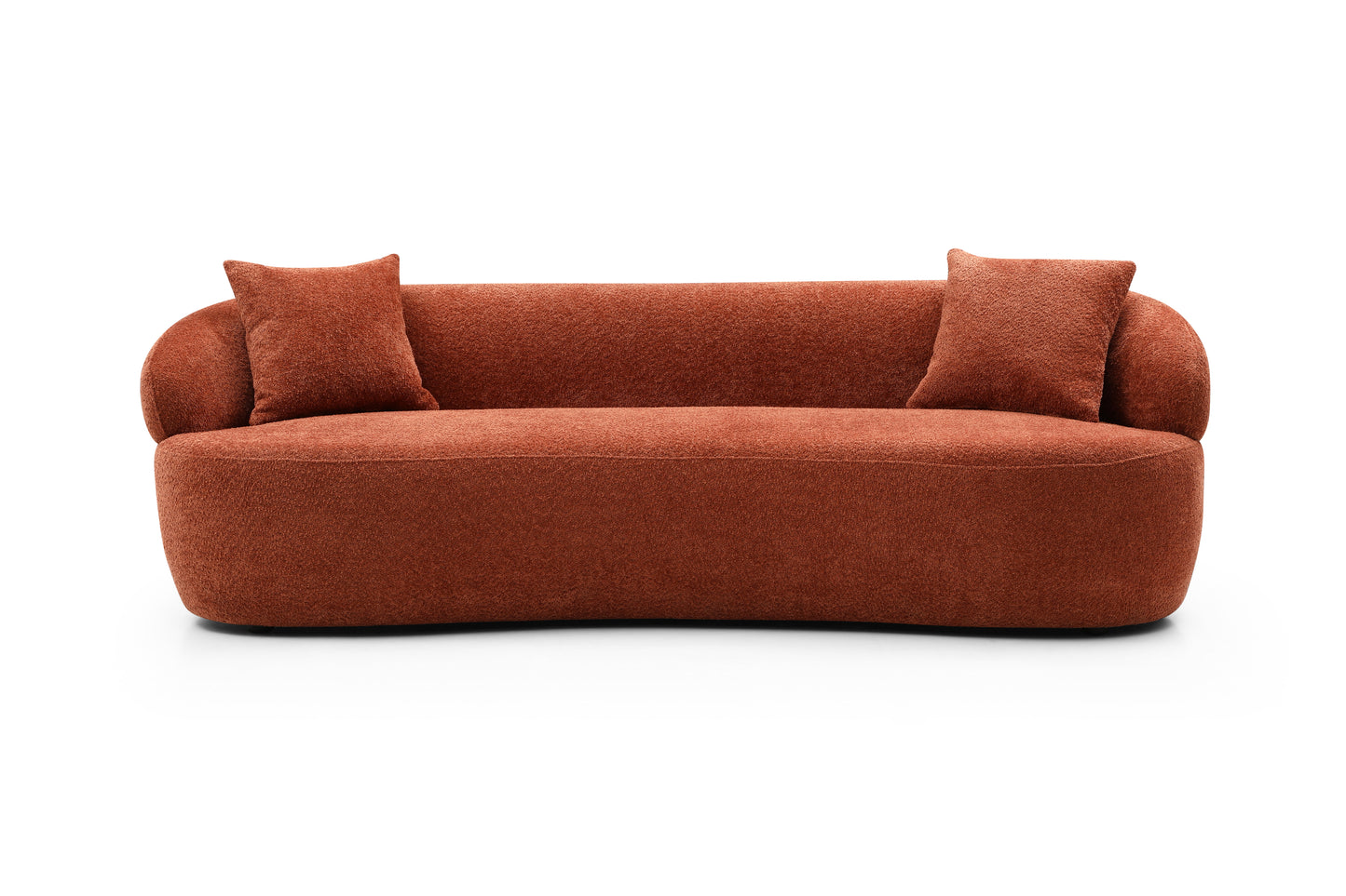 ORANGE Mid Century Modern Curved Sofa, 3 Seat Cloud couch Boucle sofa Fabric Couch for Living Room, Bedroom, Office
