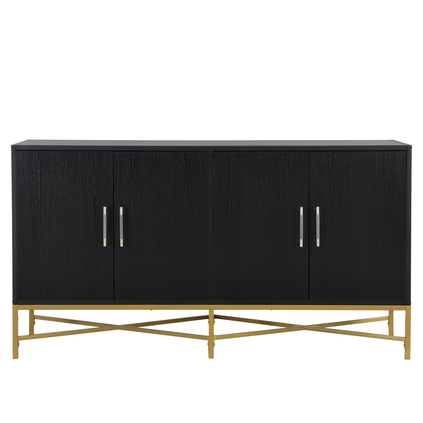 Distinctive Features of Four-Door Sideboard with Metal and Cross-Leg Design,Suitable for Living Rooms,Entrance and Study