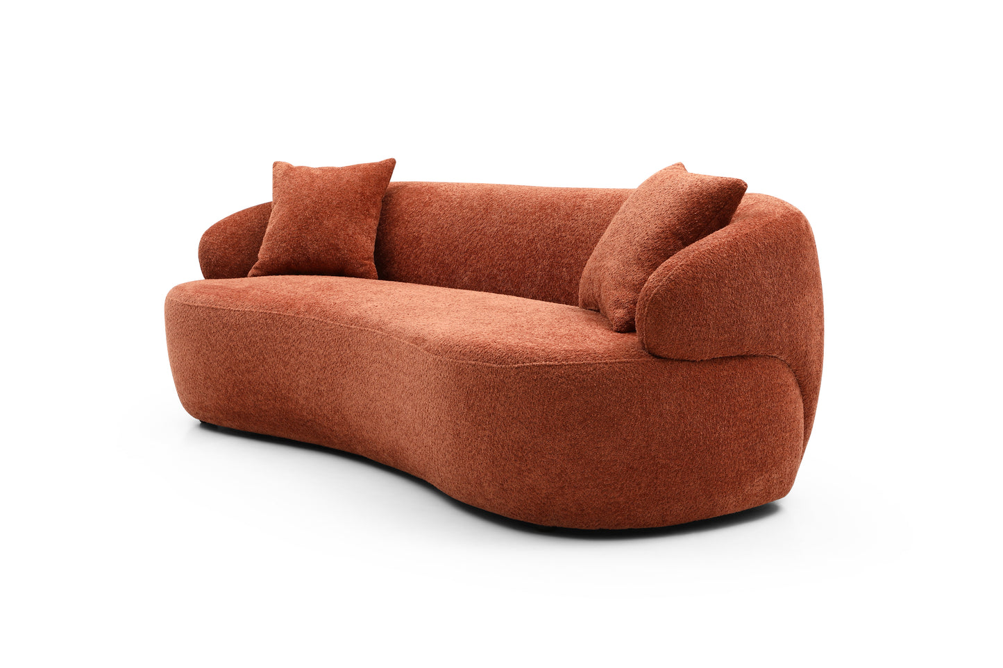 ORANGE Mid Century Modern Curved Sofa, 3 Seat Cloud couch Boucle sofa Fabric Couch for Living Room, Bedroom, Office