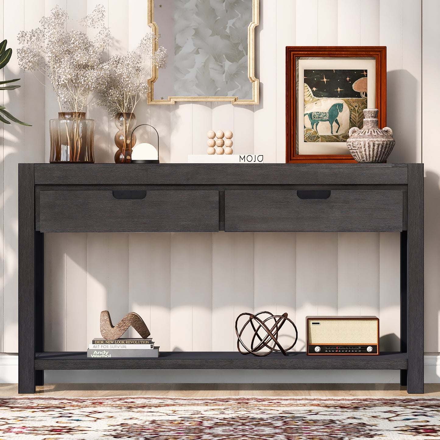 Console Table Entryway Table for Hallway Living Room with 2 Drawers and 1 Shelf