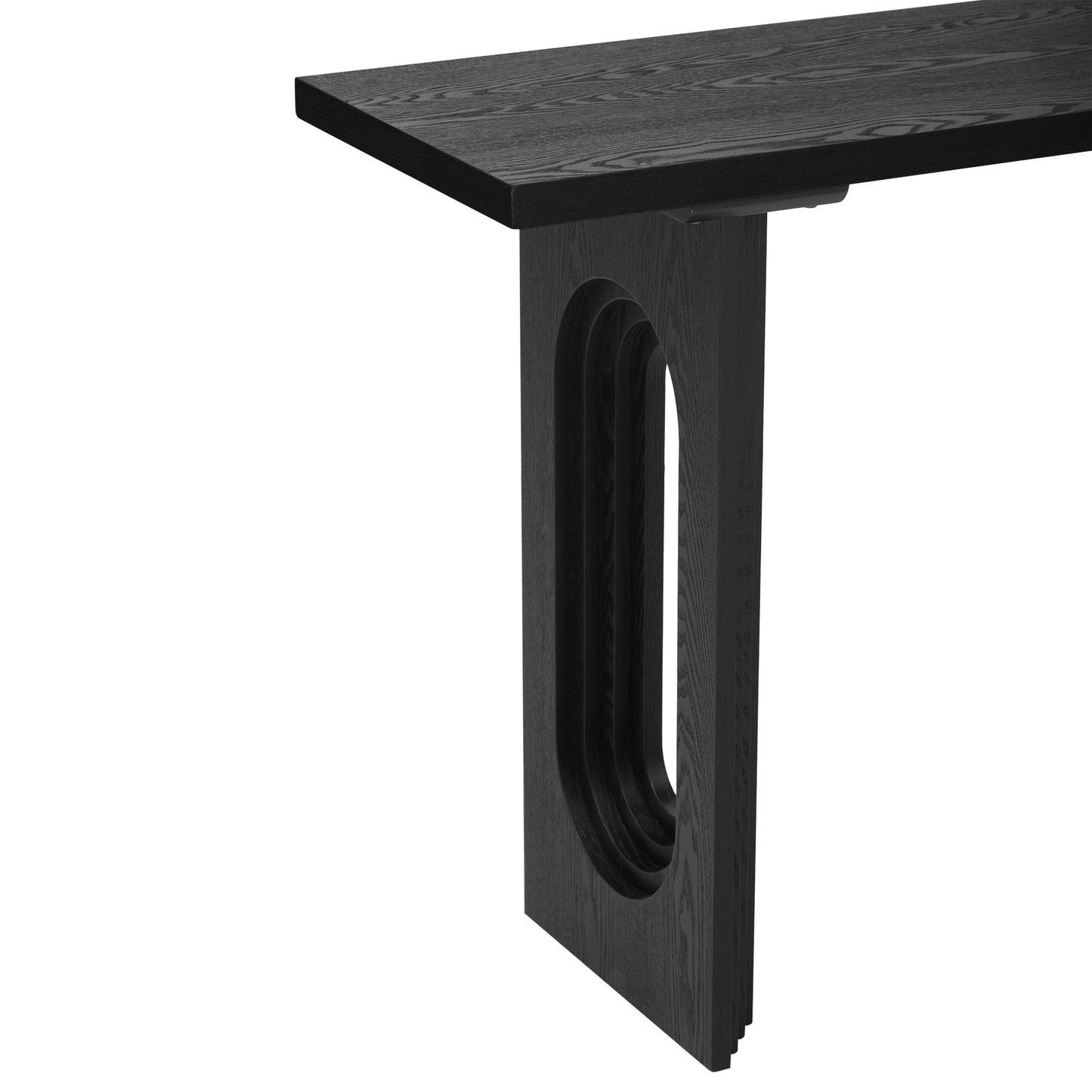 Uniquely Designed Console Table made of Fraxinus Mandschuric Solid Wood Veneer,with Distinctive Round Hollow Legs, Suitable for Foyer, Living Room, or Hallway.