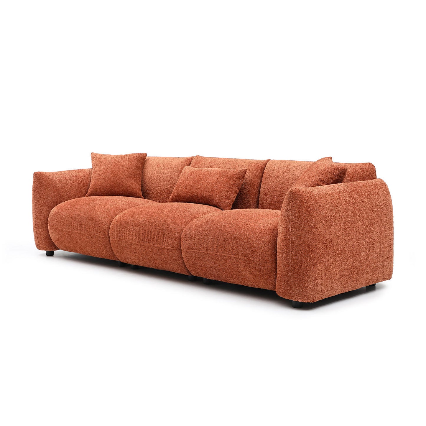 Mid Century Modern Couch 3-Seater Sofa for Living Room, Bedroom. Orange