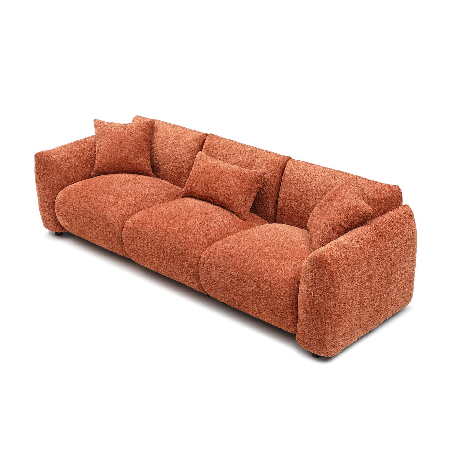 Mid Century Modern Couch 3-Seater Sofa for Living Room, Bedroom. Orange