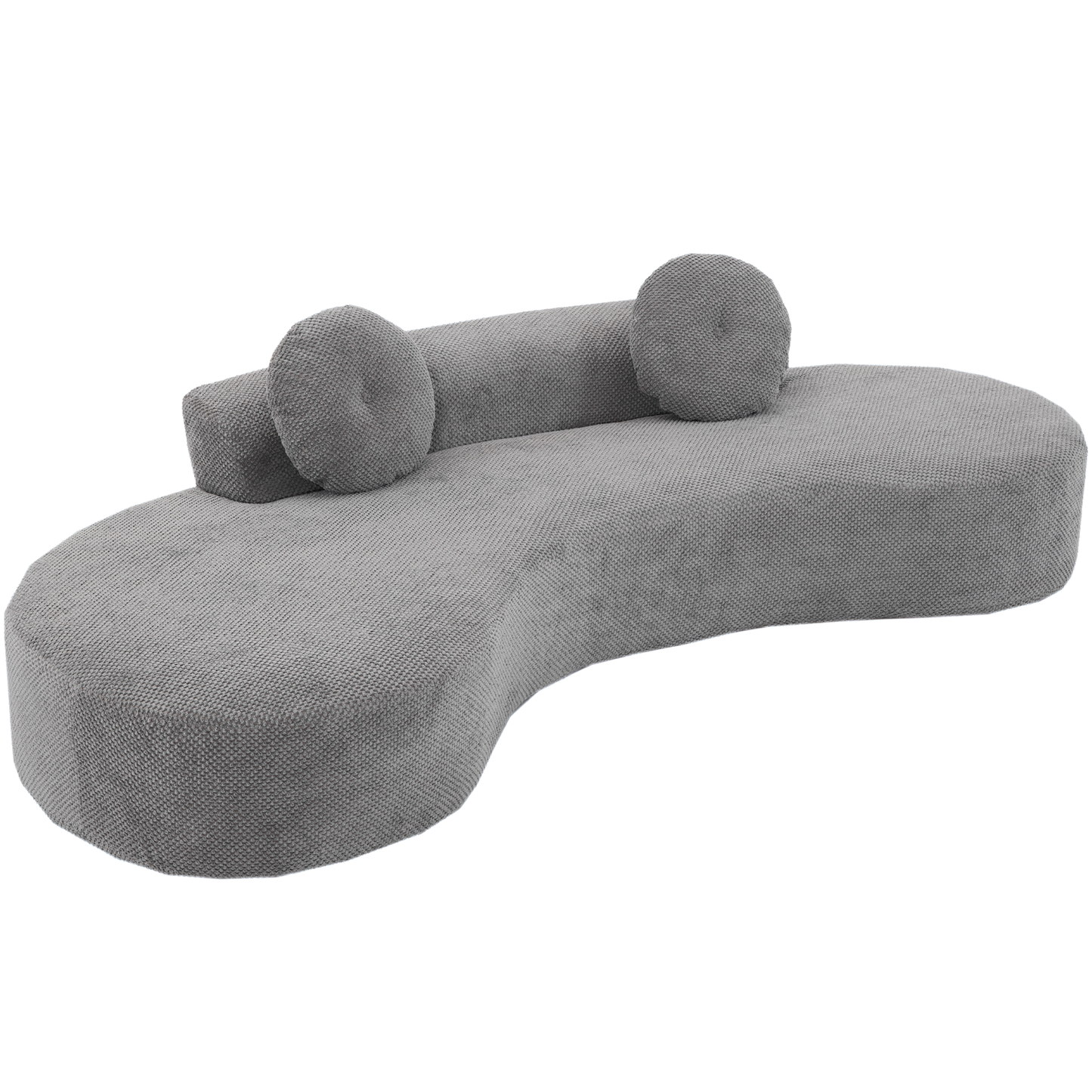 105.5''Curved Sofa, Modern Minimalist Sofa, Cloud Couch Sofa 3-4 Seater Couch with 2 Pillows,Bedroom, No Assembly Required, Point-shaped corduroy,(Anti-Wrinkle) , Gray
