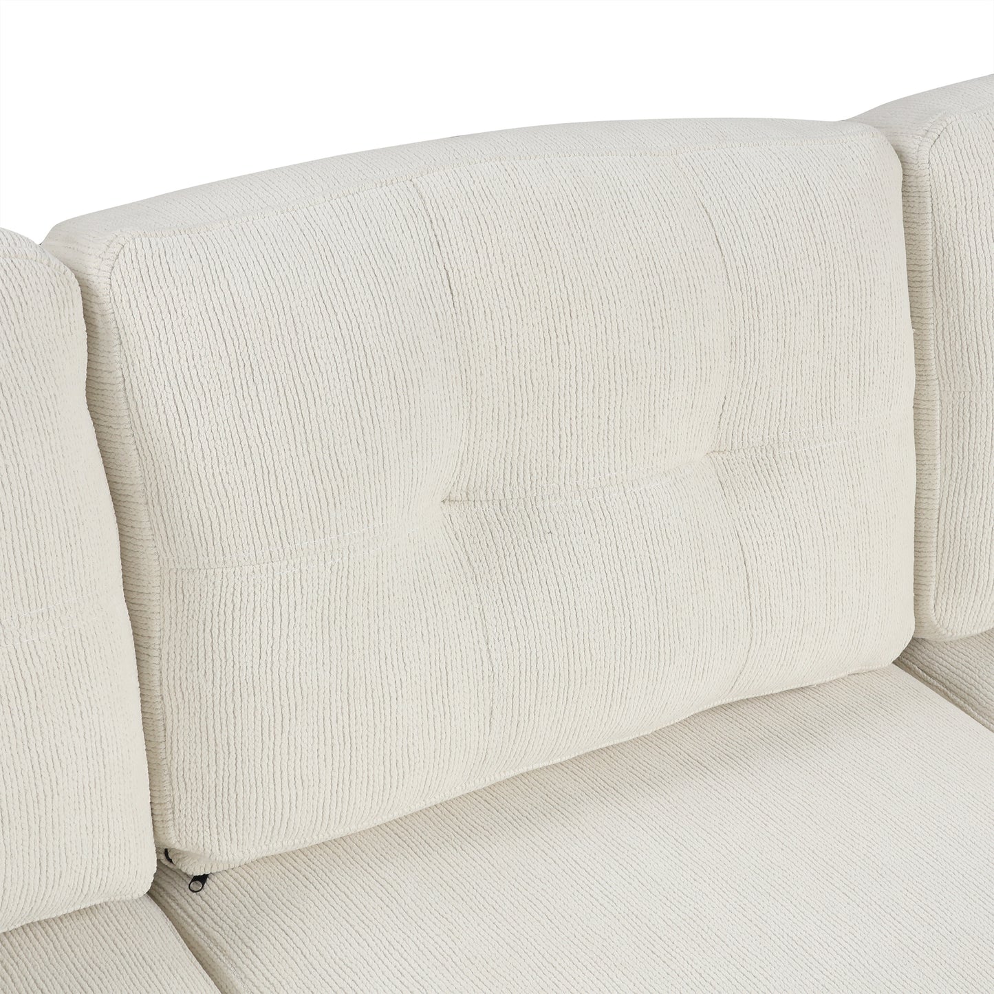 86.6" Sectional Sofa L-shaped Sofa Couch Pull-out Sofa Bed with a Movable Ottoman, Two USB Ports and Two Cup Holders for Living Room, Beige