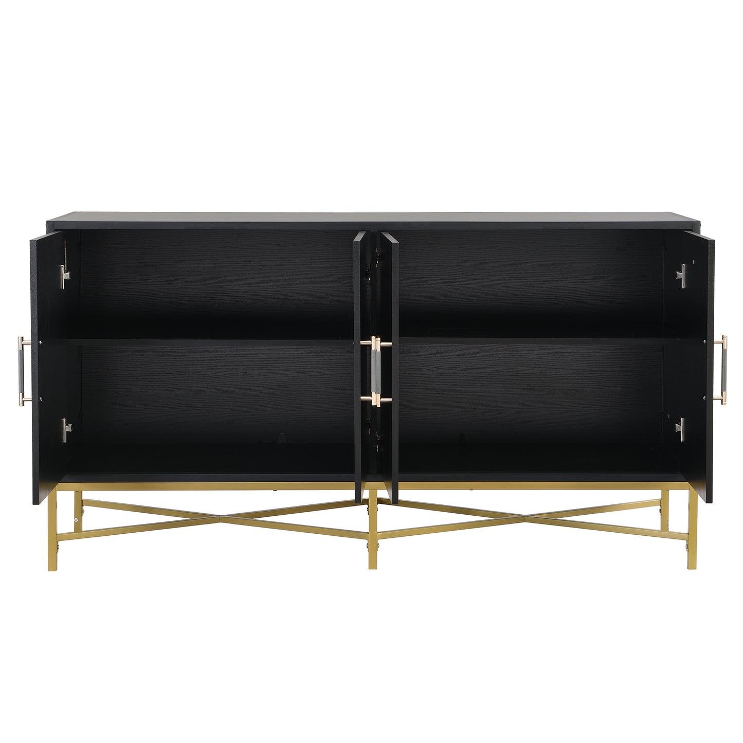 Distinctive Features of Four-Door Sideboard with Metal and Cross-Leg Design,Suitable for Living Rooms,Entrance and Study