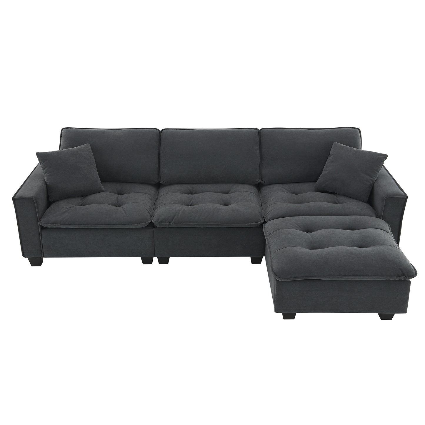 100*59" Modern Convertible Sectional Sofa,L-shaped Reversible Couch Set with Free Pillows,4 Seat Suede Velvet Sleeper Sofa with Ottoman for Living Room,Apartment,Office,3 Colors
