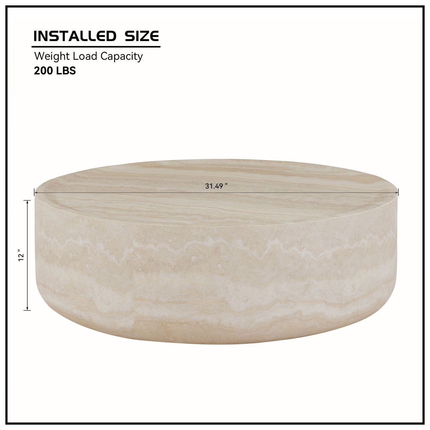 31.49'' Faux MARS Pattern Coffee Tables for Living Room Round Tea table for Living Room, No Need Assembly.