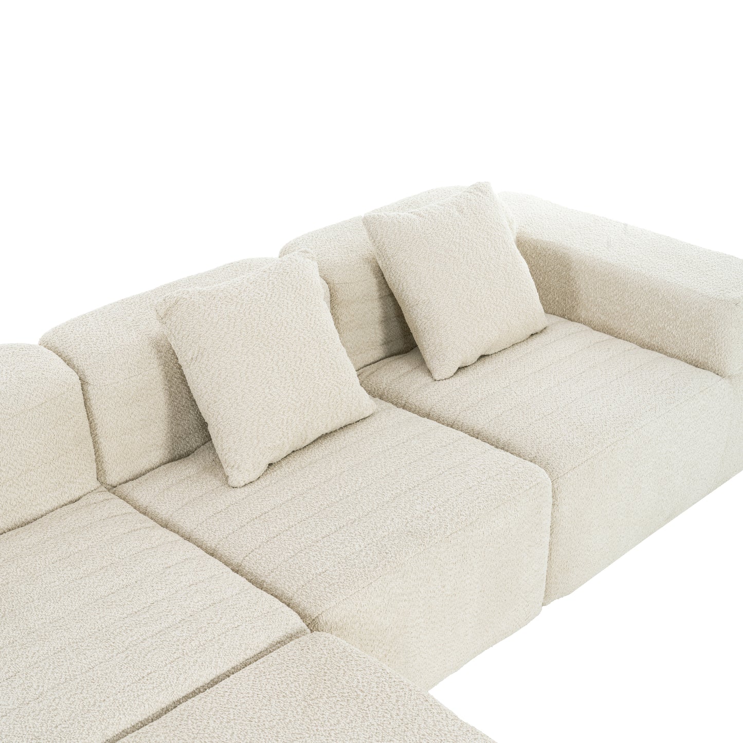116.5" Sectional Sofa Full-compressed Sofa Couch Free-combined Sofa for Living Room, Beige