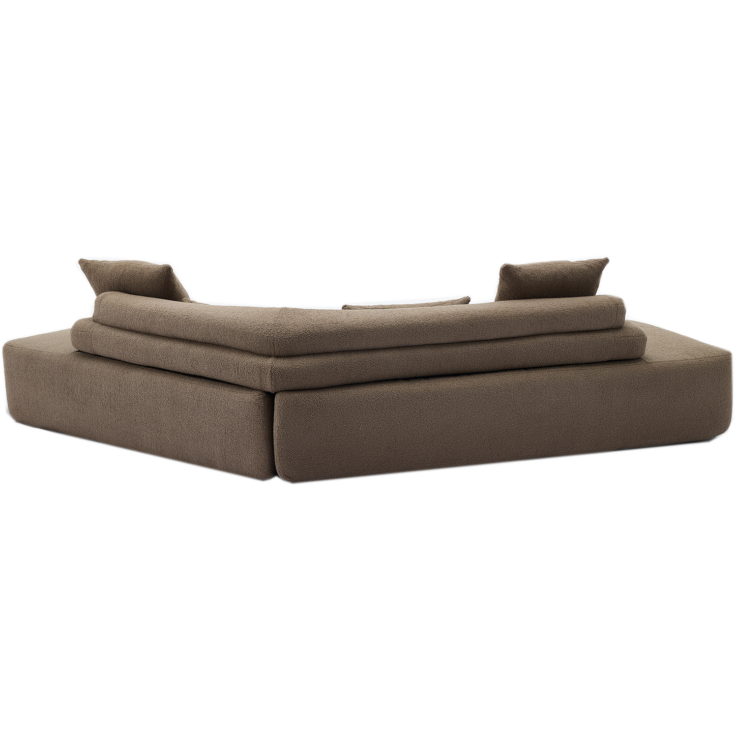 128"Minimalist Cloud Sectional Couch ,Modern Couches ,4-Seater ,No Assembly,Two modular sofa,Boucle Teddy Fabric, upholstered , anti-wrinkle fabric,Brown