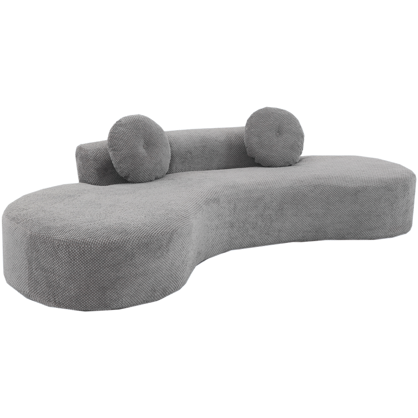 105.5''Curved Sofa, Modern Minimalist Sofa, Cloud Couch Sofa 3-4 Seater Couch with 2 Pillows,Bedroom, No Assembly Required, Point-shaped corduroy,(Anti-Wrinkle) , Gray