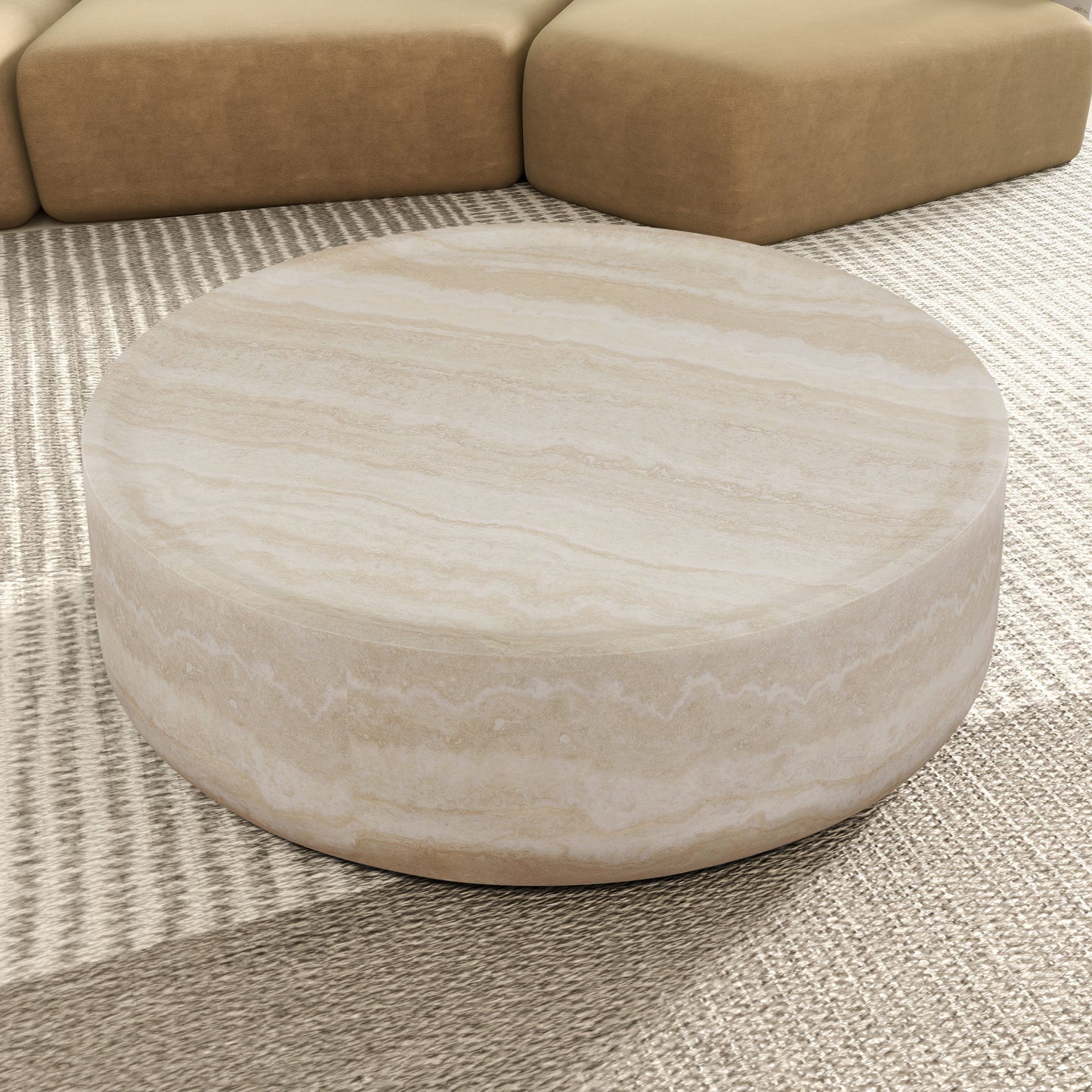 31.49'' Faux MARS Pattern Coffee Tables for Living Room Round Tea table for Living Room, No Need Assembly.