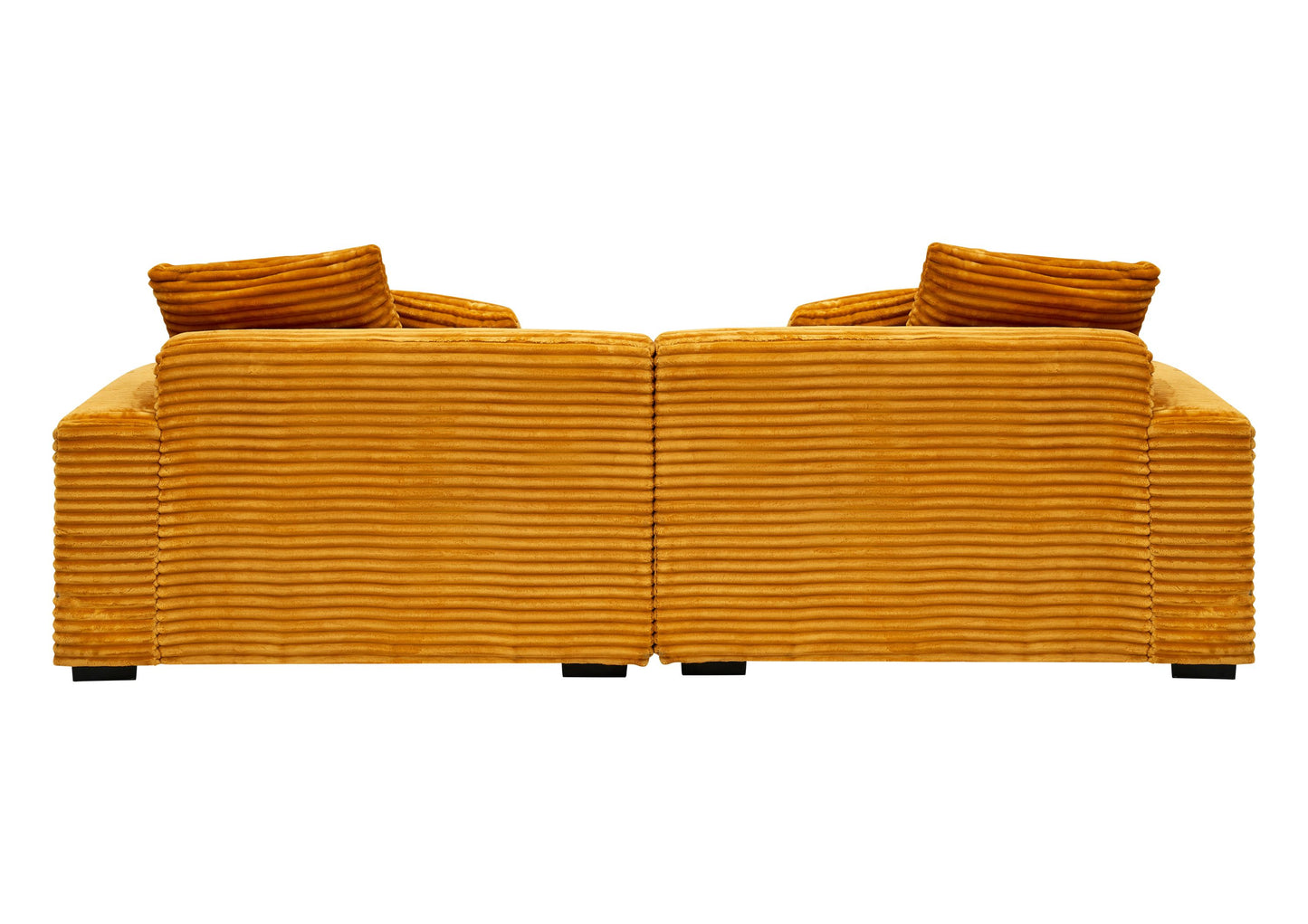 104.72-inch 4-seat large sofa with 4 throw pillows, living room sofa in orange corduroy comfort fabric
